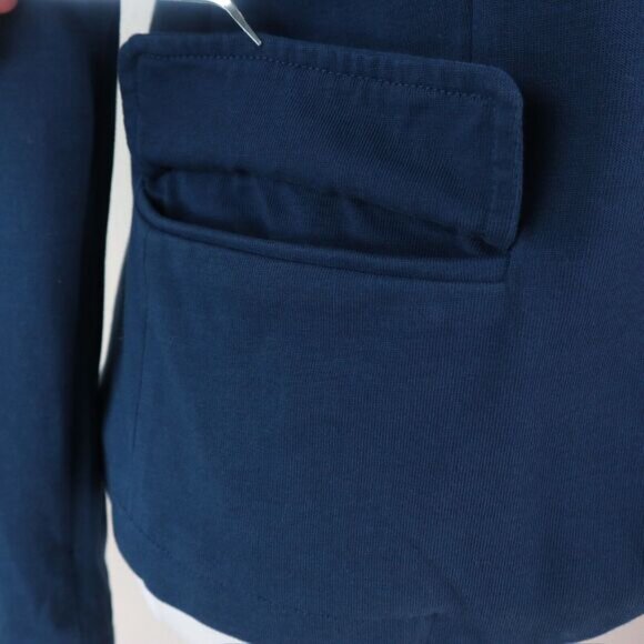 Garnet Hill Size 4 Cotton Jersey Knit One Button Blazer Navy Blue - Picture 10 of 12